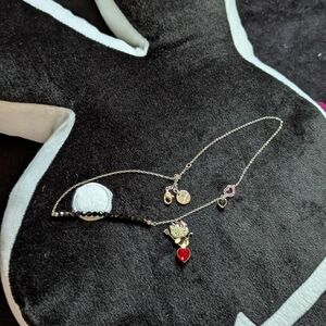 Hello Kitty Silver Necklace with Red Heart Pendant Swarovski Devil 😈